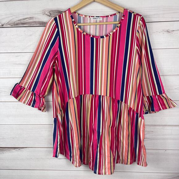 Women's Multi‎ Color Striped Blouse Size Large - Picture 1 of 6